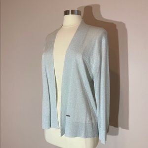 Calvin Klein Silver Glittery Cardigan Sweater Top